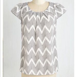 ModCloth Flutter sleeve chevron top